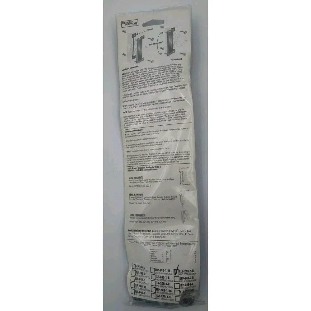 Pro-Lok Entry Armor Latch Protector ELP-240-2-ALUMINUM SEE all pics B61.65ME2102